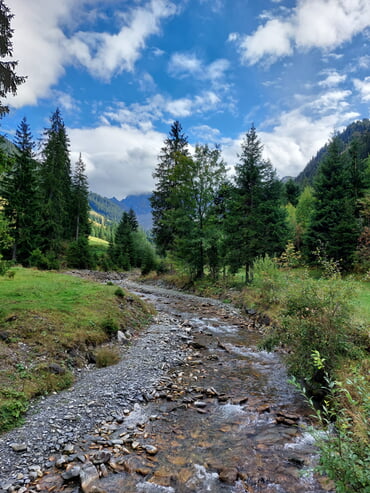 Ein Bach beim Kurhaus Grimmialp im Berner Oberland